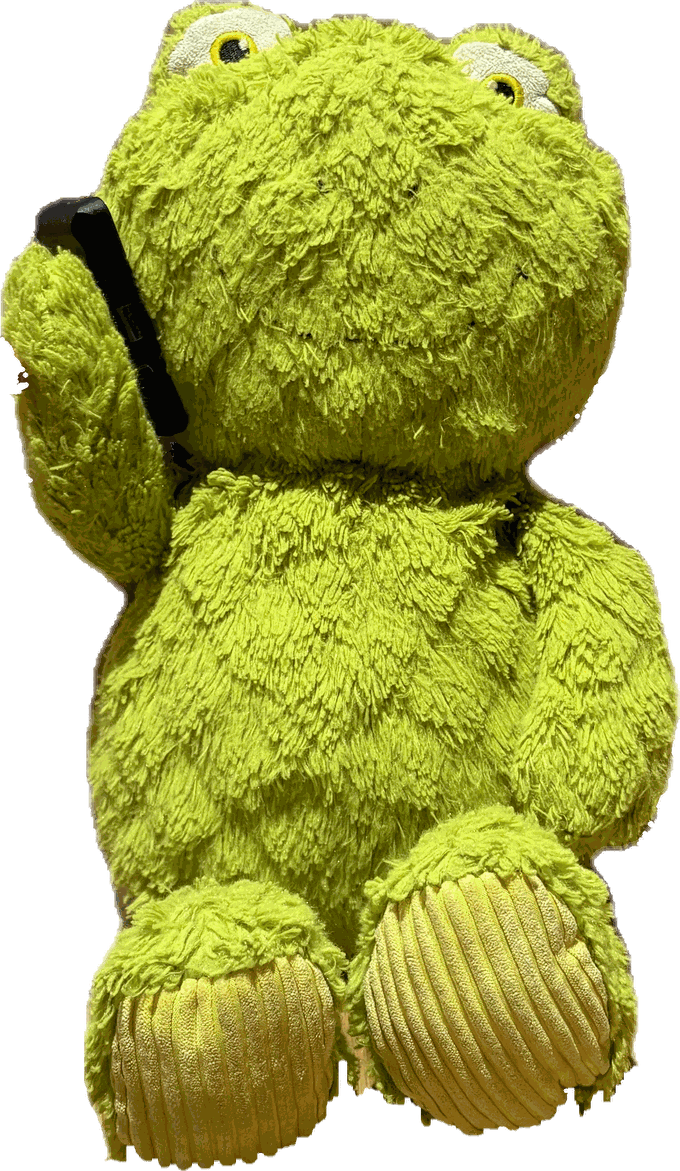 Freddie, the One Step frog, on the phone.